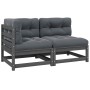 Set de muebles de jardín 2 pzas con cojines madera pino gris