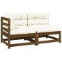 Set de muebles de jardín 2 pzas cojines madera pino marrón miel
