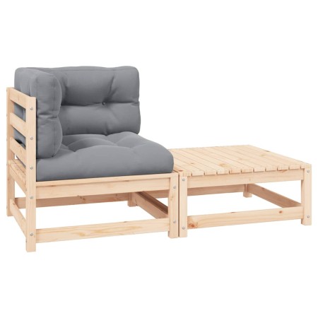 Set de muebles de jardín 2 piezas con cojines madera de pino