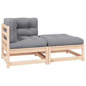 Juego de muebles de jardín 2 pzas y cojines madera pino maciza Juego de muebles de jardín 2 pzas y cojines madera pino maciza