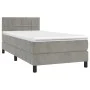 Box spring bed with mattress and LED light gray velvet 90x190 cm by vidaXL, Beds and slatted bases - Ref: Foro24-3134375, Pri...