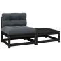 Set de muebles de jardín 2 pzas con cojines madera pino negro