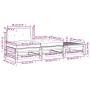Set de muebles de jardín 3 pzas con cojines madera pino blanco