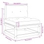 Set de muebles de jardín 3 pzas con cojines madera pino negro