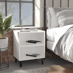 Mesitas de noche con patas de metal 2 uds blanco 40x30x50 cm Mesitas de noche con patas de metal 2 uds blanco 40x30x50 cm