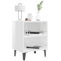 Mesita de noche con patas de metal blanco brillo 40x30x50 cm