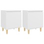 Mesitas de noche 2 uds patas madera maciza blanca 40x30x50 cm