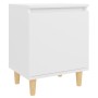Mesitas de noche 2 uds patas madera maciza blanca 40x30x50 cm