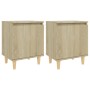 Mesitas de noche 2 uds con patas madera roble Sonoma 40x30x50cm