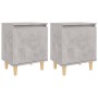 Mesitas de noche 2 uds patas madera gris hormigón 40x30x50 cm