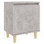 Mesitas de noche 2 uds patas madera gris hormigón 40x30x50 cm