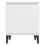 Mesitas de noche con patas de metal blanco 40x30x50 cm
