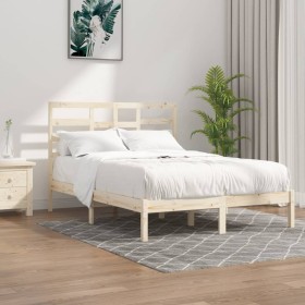 Estructura de cama madera maciza 150x200 cm