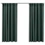 Cortinas opacas con ganchos look de lino 2 pzas verde 140x175cm de vidaXL, Cortinas y visillos - Ref: Foro24-321188, Precio: ...