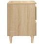 Mesitas de noche 2 uds patas de madera roble Sonoma 40x35x50 cm