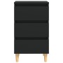 Mesita de noche con patas de madera maciza negro 40x35x69 cm