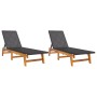 Sonnenliegen 2 Stück Rattan und massives Akazienholz braun und schwarz von vidaXL, Liegen - Ref: Foro24-319728, Preis: 227,99...