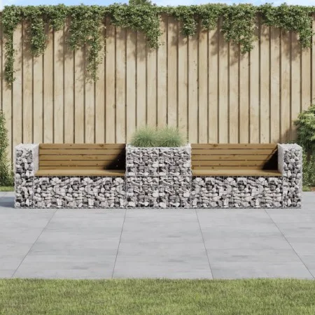 Garden bench with gabion basket impregnated pine wood by vidaXL, garden benches - Ref: Foro24-3196247, Price: 342,48 €, Disco...