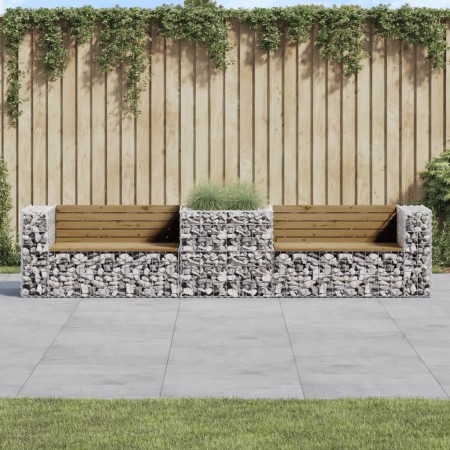 Gartenbank mit Gabionenkorb aus imprägniertem Kiefernholz von vidaXL, Gartenbänke - Ref: Foro24-3196247, Preis: 325,88 €, Rab...