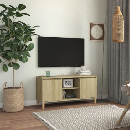 Mueble de TV patas madera maciza roble Sonoma 103,5x35x50 cm en Muebles TV | Comprar online en Foro24