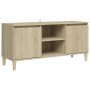 Mueble de TV patas madera maciza roble Sonoma 103,5x35x50 cm en Muebles TV | Comprar online en Foro24