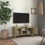 Mueble de TV patas madera maciza roble Sonoma 103,5x35x50 cm en Muebles TV | Comprar online en Foro24