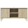 Mueble de TV patas madera maciza roble Sonoma 103,5x35x50 cm en Muebles TV | Comprar online en Foro24