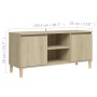 Mueble de TV patas madera maciza roble Sonoma 103,5x35x50 cm en Muebles TV | Comprar online en Foro24