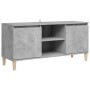 Mueble de TV patas madera maciza gris hormigón 103,5x35x50 cm en Muebles TV | Comprar online en Foro24