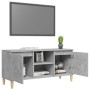 Mueble de TV patas madera maciza gris hormigón 103,5x35x50 cm en Muebles TV | Comprar online en Foro24