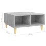 Mesa de centro madera contrachapada gris hormigón 60x60x30 cm