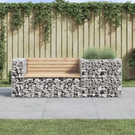 Banco de jardín con cesta de gaviones madera maciza de pino de vidaXL, Bancos de jardín - Ref: Foro24-3196242, Precio: 191,71...
