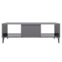 Mesa de centro madera contrachapada gris brillo 103,5x60x35 cm