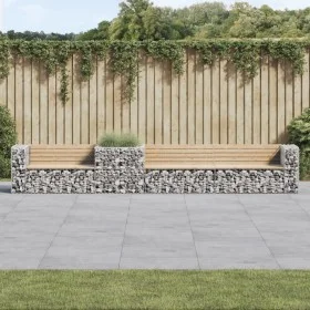 Garden bench with gabion basket solid pine wood by vidaXL, garden benches - Ref: Foro24-3196248, Price: 459,86 €, Discount: %
