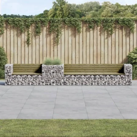 Garden bench with gabion basket impregnated pine wood by vidaXL, garden benches - Ref: Foro24-3196250, Price: 482,21 €, Disco...