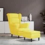 Sillón orejero con taburete terciopelo amarillo mostaza de vidaXL, Sillones - Ref: Foro24-3115938, Precio: 266,68 €, Descuent...