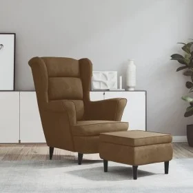 Ohrensessel und Hocker aus braunem Samt von vidaXL, Sessel - Ref: Foro24-3115939, Preis: 265,68 €, Rabatt: %
