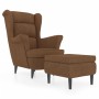 Brown Velvet Wing Chair and Stool by vidaXL, Armchairs - Ref: Foro24-3115939, Price: 268,91 €, Discount: %