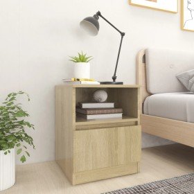 Mesita de noche madera contrachapada roble Sonoma 40x40x50 cm Mesita de noche madera contrachapada roble Sonoma 40x40x50 cm
