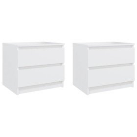 Mesitas de noche 2 uds madera contrachapada blanco 50x39x43,5cm Mesitas de noche 2 uds madera contrachapada blanco 50x39x43,5cm
