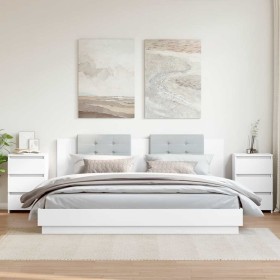 Mesitas de noche 2 uds madera contrachapada blanco 40x35x62,5cm Mesitas de noche 2 uds madera contrachapada blanco 40x35x62,5cm