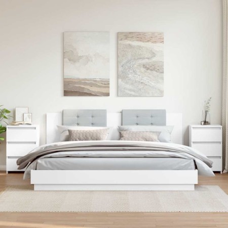 Mesitas de noche 2 uds madera contrachapada blanco 40x35x62,5cm