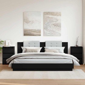 Mesitas de noche 2 uds madera de ingeniería negro 40x35x62,5cm Mesitas de noche 2 uds madera de ingeniería negro 40x35x62,5cm