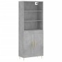 Aparador alto madera contrachapada gris hormigón 69,5x34x180 cm by vidaXL, Sideboards - Ref: Foro24-3189945, Price: 123,89 €,...