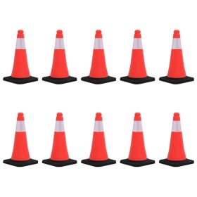 Reflective traffic cones with heavy base 10 pcs 50 cm by vidaXL, Road and traffic signs - Ref: Foro24-150942, Price: 102,02 €...