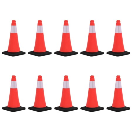 Reflective traffic cones with heavy base 10 pcs 50 cm by vidaXL, Road and traffic signs - Ref: Foro24-150942, Price: 102,02 €...