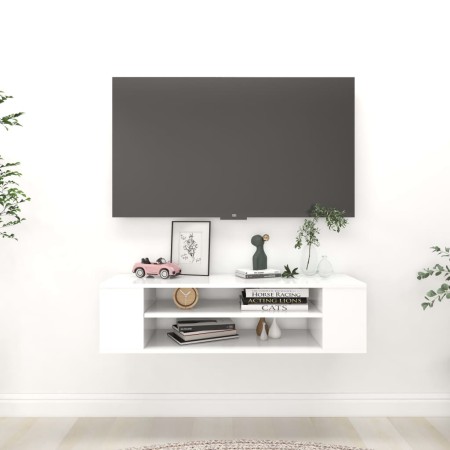 Mueble de TV colgante madera contrachapada blanco 100x30x26,5cm en Muebles TV | Comprar online en Foro24