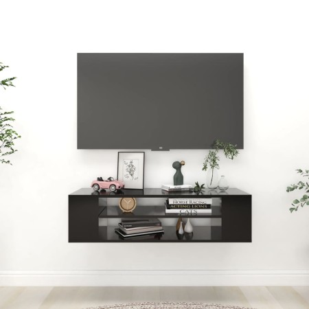 Mueble de TV colgante madera contrachapada negro 100x30x26,5 cm en Muebles TV | Comprar online en Foro24