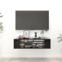 Mueble de TV colgante madera contrachapada negro 100x30x26,5 cm en Muebles TV | Comprar online en Foro24