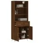 Aparador alto madera contrachapada marrón roble 69,5x34x180 cm de vidaXL, Aparadores - Ref: Foro24-3200496, Precio: 136,32 €,...